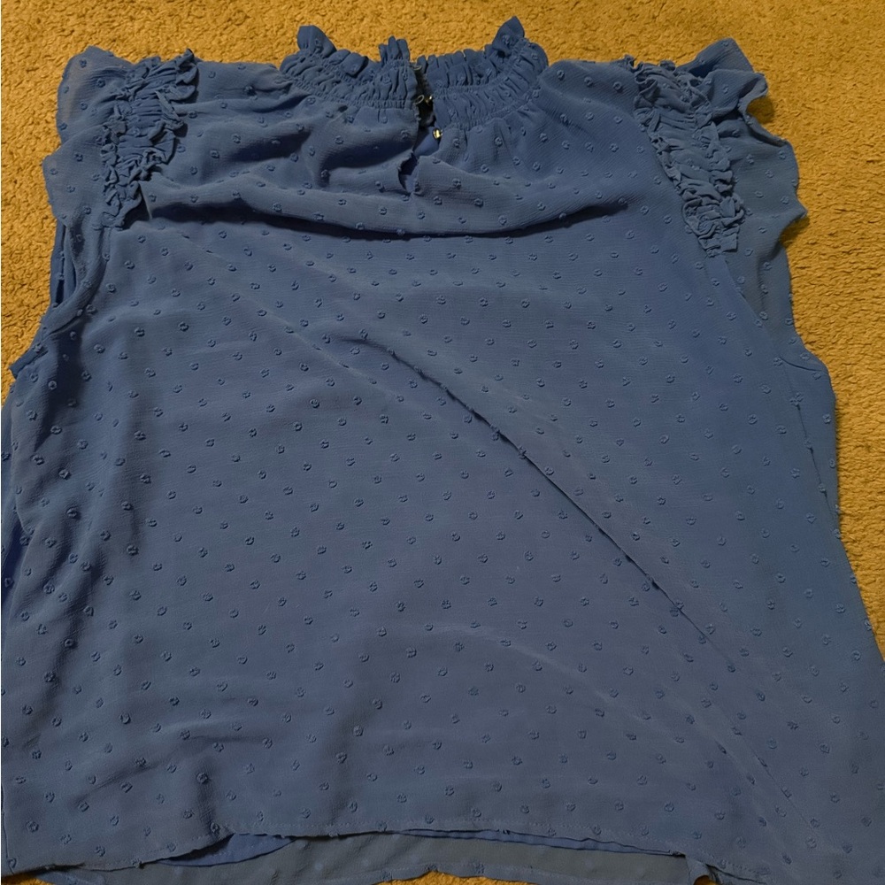 CeCe Gray Sleeveless Ruffled Blouse